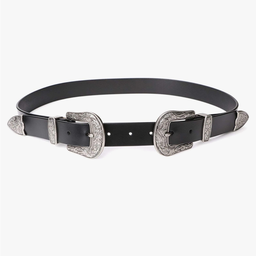 Western belt with dual buckles